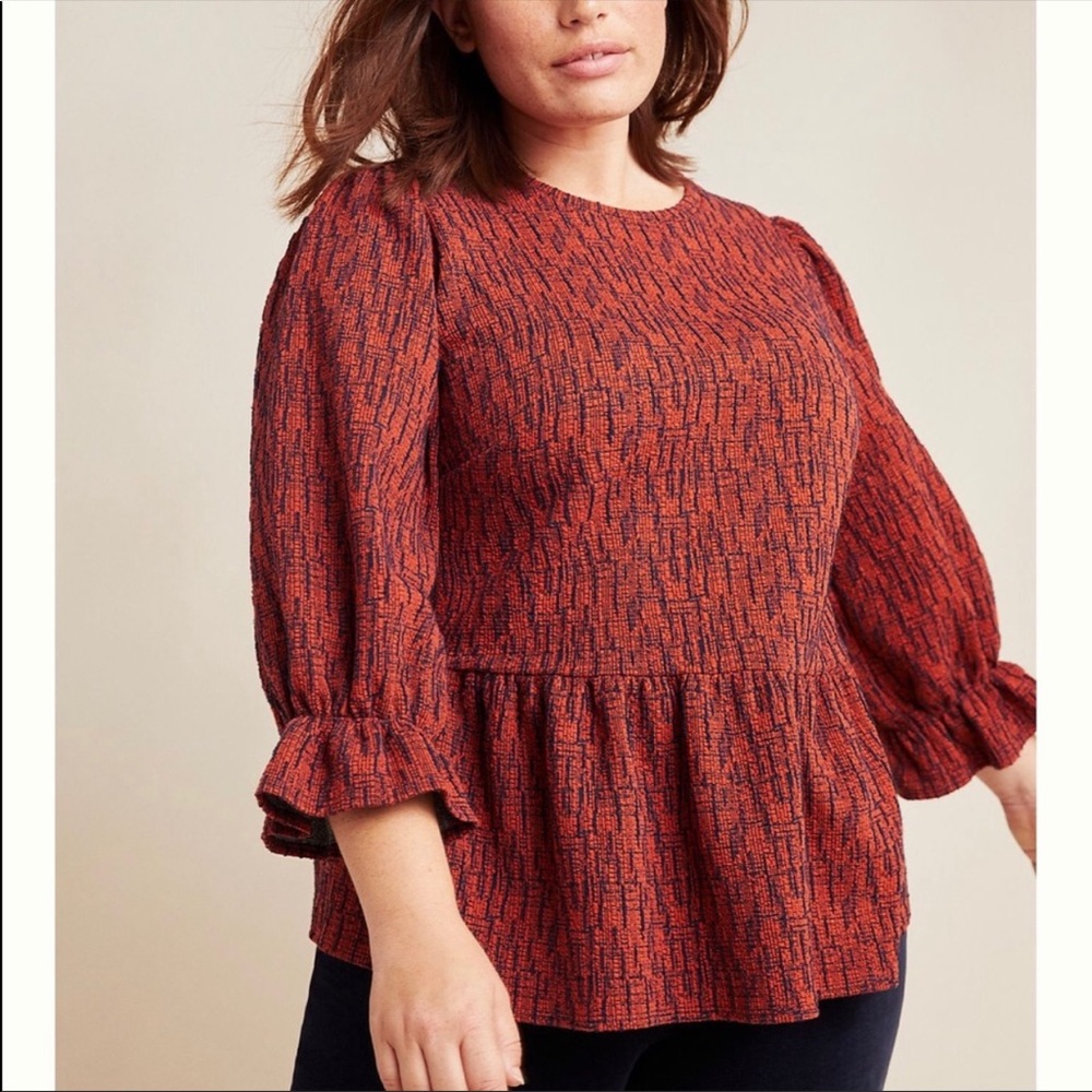 NWT ANTHROPOLOGIE Ro & De textured peplum top …